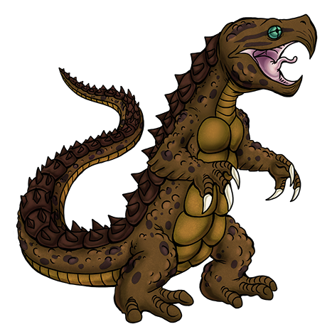 Snapamander's design combines attributes of a Snapping Turtle and a Japanese Giant Salamander. I considered giving it "gauntlets" shaped like turtle shells but I decided they were too gimmicky and took away from its brutal simplicity. Snapamander is one of my personal favourite Kreatures. Snapamander01