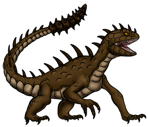 I wanted a reature that would fill the role of an armoured dinosaur like an Ankylosaurus or a Stegosaurus. To this end I cobbled together bits and peices from a Urmastyx and an Iguana into a composite-armoured-dinosaur thing. I find this approach produces much better monster designs than just adapting a single specific thing. Clubitar01