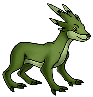 Kastak is based on a Mesohippus, an intermediate proto-horse with three toes, with the face of a goat. The crests on its head are inspired by a Styracosaurus. Kastak01