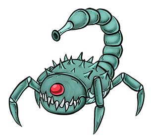 Gushtael isn't based off any specific arthropod but loosely resembles a scorpion. It kinda looks like it could be an enemy from an old Zelda game. Gushtael01