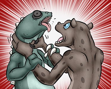 I had a bit of a hard time coming up with fouls. Kreatures are so much tougher than humans or animals that it was tricky thinking of something that could actually be fatal or warrant being considered unsporting. choking