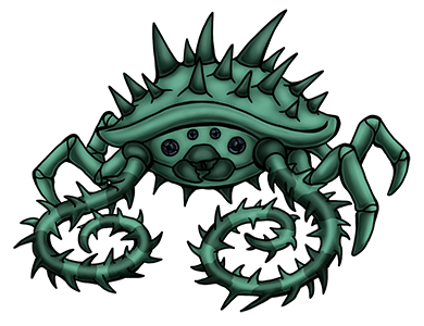 With Spiklash, I wanted to create something that would loosely invoke the idea of a crab. I like it better when monsters fill the niche of an animal instead of being directly based on one.
