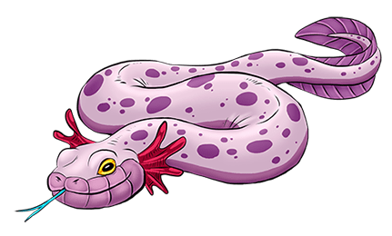 Amphisnake's design combines attributes of snakes and olms. Its rib defense is inspired by the Spanish Ribbed Newt.